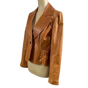 MODA INTERNATIONAL Brown Leather Jacket Size Medium